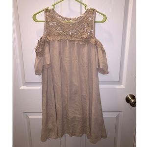 Tan Cold Shoulder Dress
